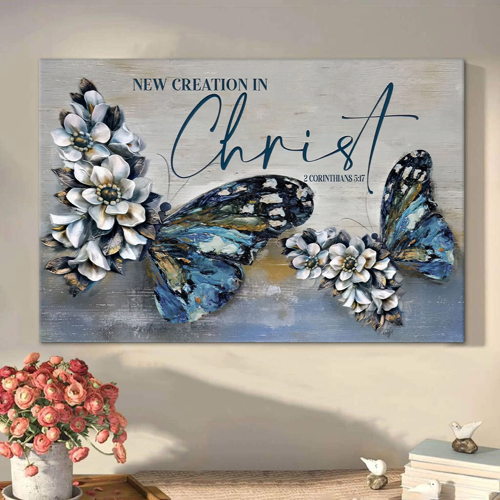 2 Cor 517 New Creation In Christ Wall Art Canvas Butterflies Christian Decor – Christian Art Gift