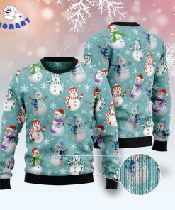 Colorful Smile Snowman Snowflake Ugly Christmas Sweater