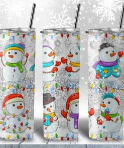 Cute Snowman Dancing Christmas Light Skinny Tumbler