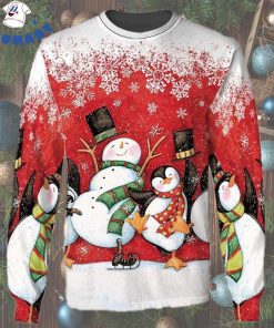 Dancing Snowman And Penguin Bring A Hat Christmas 3D Hoodie