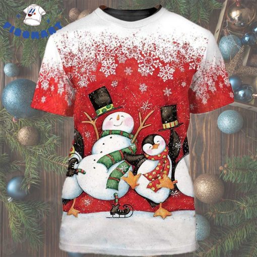 Dancing Snowman And Penguin Bring A Hat Christmas 3D Hoodie