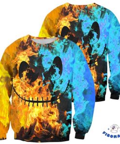 Fire And Ice Jack Skeleton 3D Hoodie 3