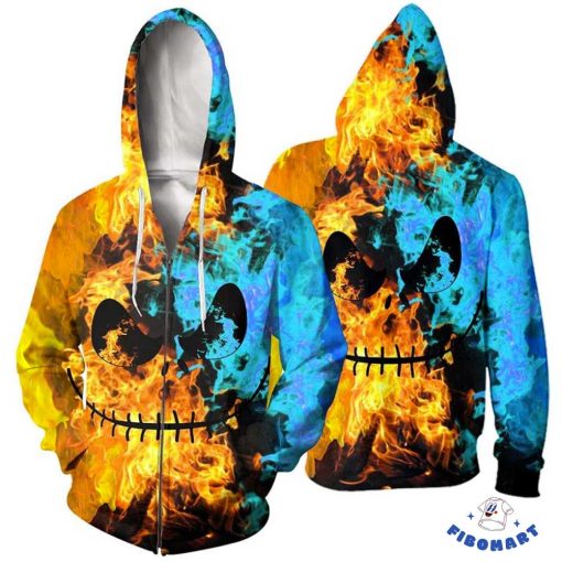 Fire And Ice Jack Skeleton 3D Hoodie