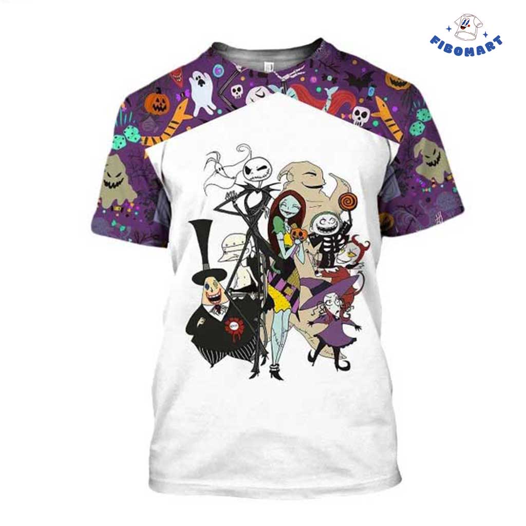 Funny Jack Skellington Sally With Their Friends Halloween 3D Shirt