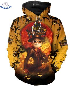 Jack Skeleton Holding Pumpkin Happy Halloween 3D Shirt