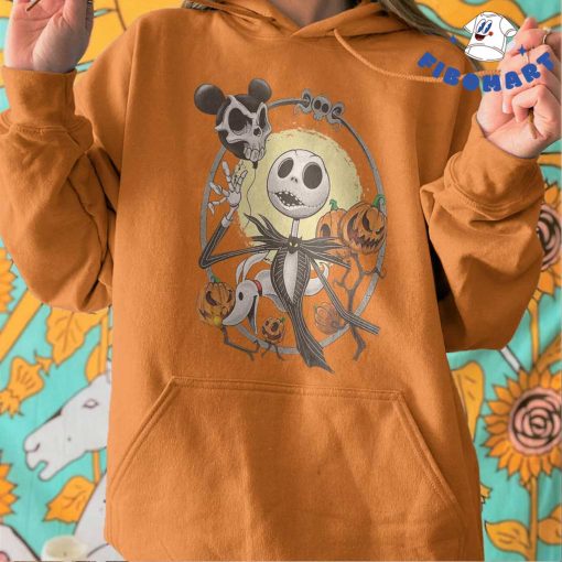 Jack Skellington and Zero With A Skull Mickey Ballon Pumpkin Halloween Shirt