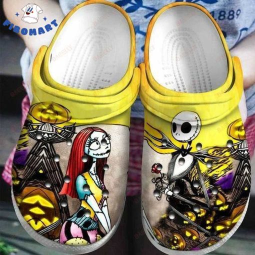 Jack and Sally Confess Their Love Halloween Crocs, Sam Pumpkin Yellow Crocs