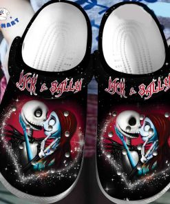 Kissing Jack and Sally In A Shinning Heart Halloween Crocs