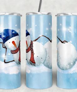 Lazy Snowman Lying On Snow Christmas Skinny Tumbler