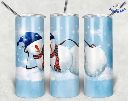 Lazy Snowman Lying On Snow Christmas Skinny Tumbler