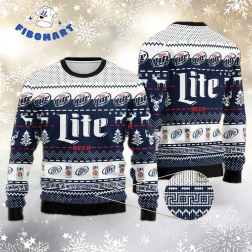 Miller Lite Beer Christmas Tree Ugly Christmas Sweater