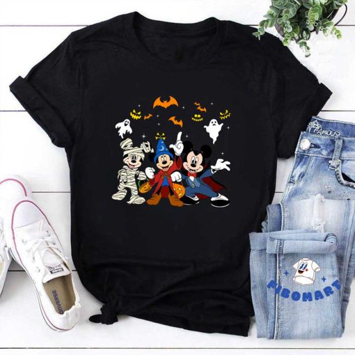 Mummy Mickey Mouse With Jack o lantern and Vampire, Witch Hat Mickey Halloween Shirt