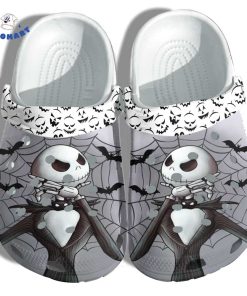 Thinking Jack Skeleton Spider Web Halloween Crocs, Bat and Pumpkin