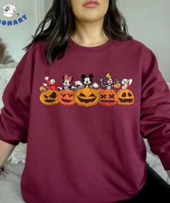 Vampire Mickey And 4 Friends in Halloween Style On Five Scary Pumpkin Shirt