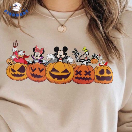 Vampire Mickey And 4 Friends in Halloween Style On Five Scary Pumpkin