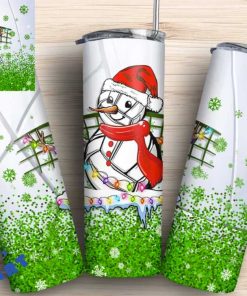 Volleyball Snowman Santa Hat Skinny Tumbler