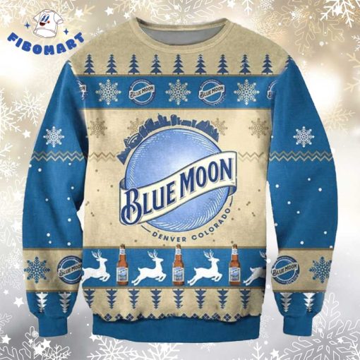 Blue Moon Reindeer Ugly Christmas Sweater