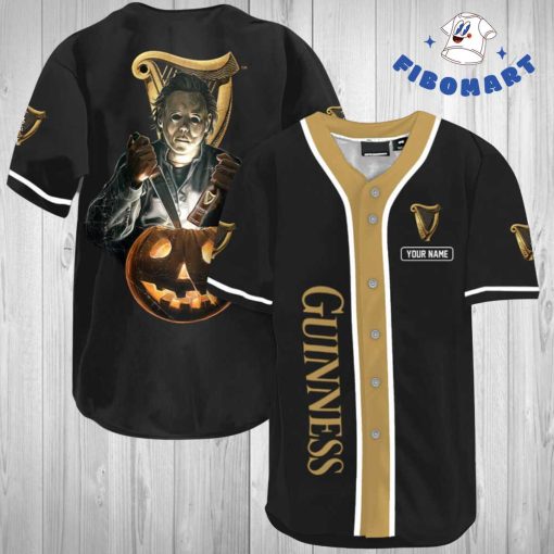 Michael Myers Scary Pumpkin Guinness Custom Name Baseball Jersey