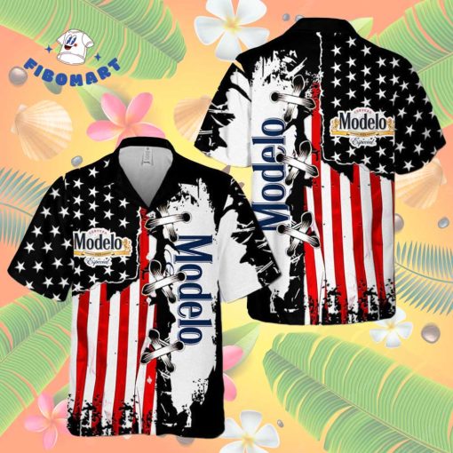 Modelo Especial American Flag Pattern Hawaiian Shirt