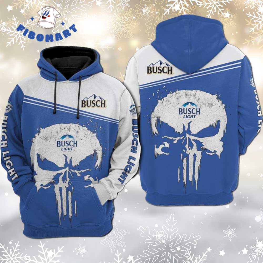 Retro Skull Busch Light 3D Hoodie