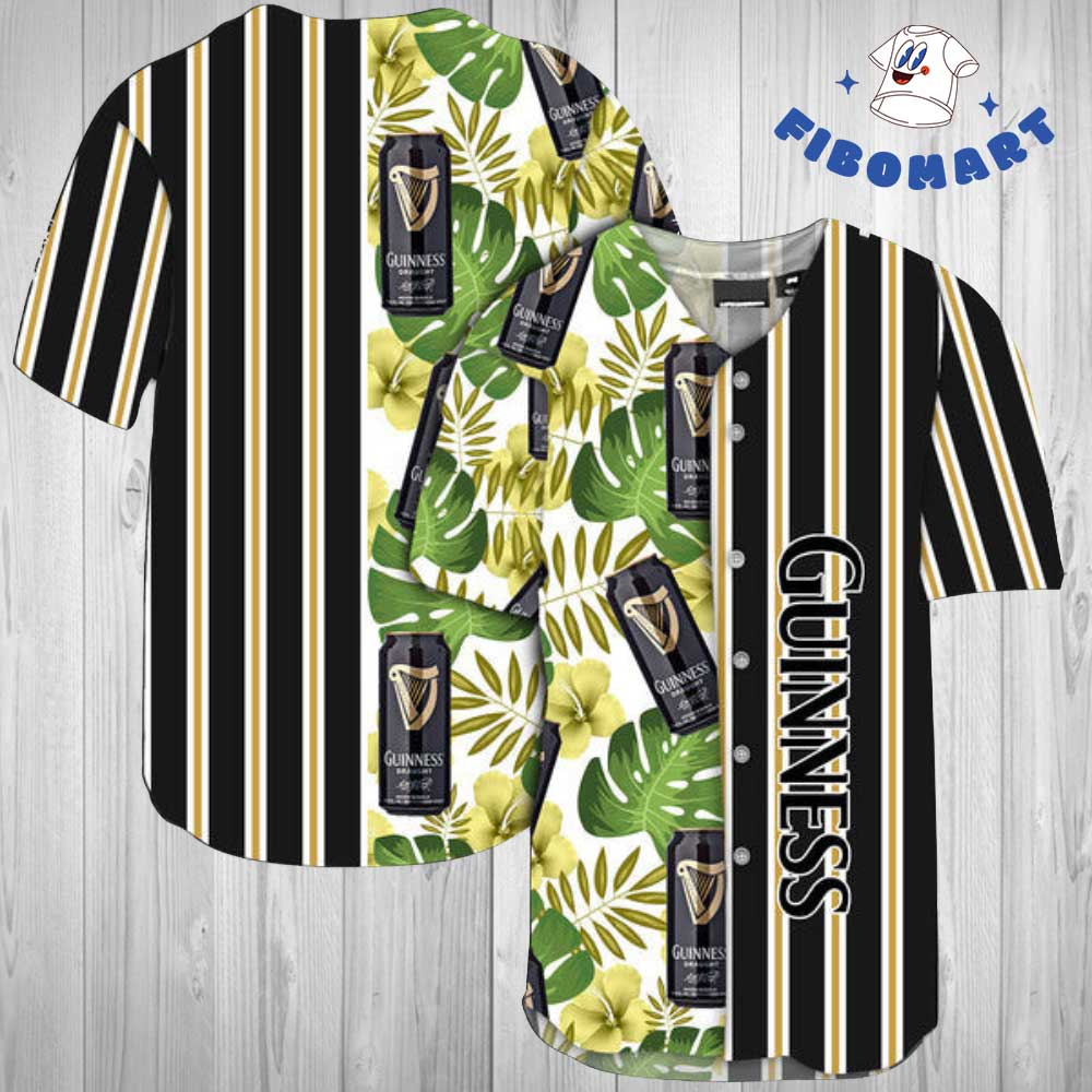 Striped Tropical Leaves Guinness Beer Baseball Jersey