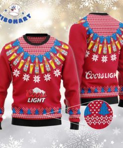 Coors Light Heart Pattern Fair Isle Ugly Sweater