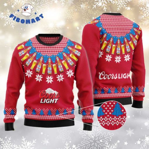 Coors Light Heart Pattern Fair Isle Ugly Sweater