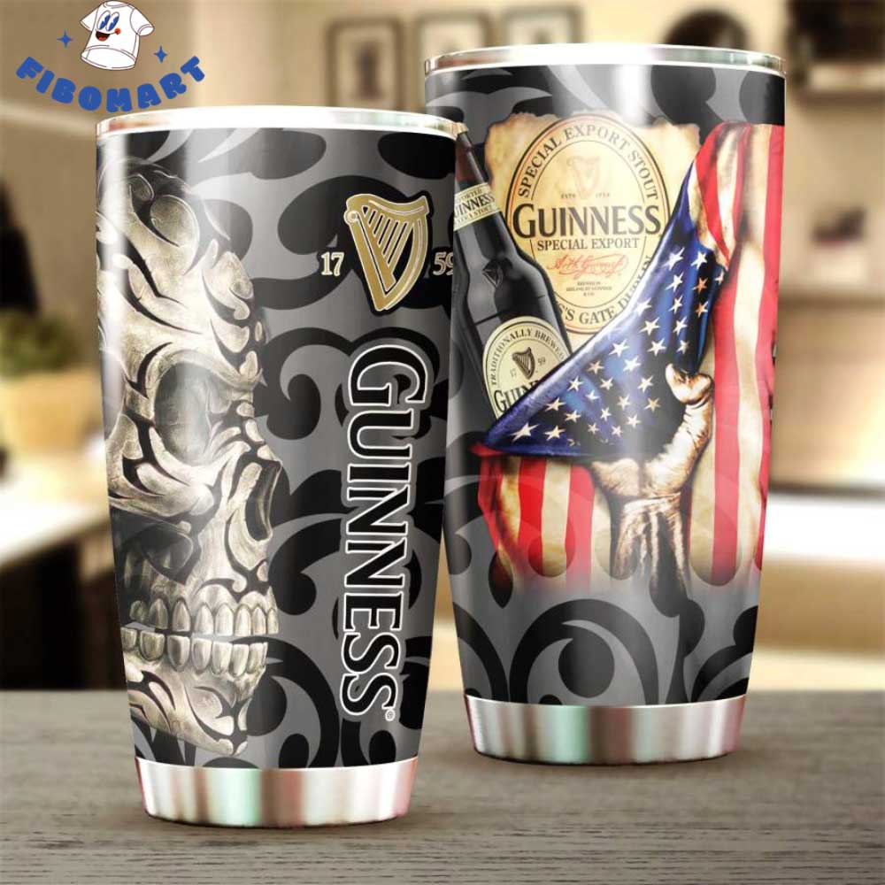 Guinness Beer Skull American Flag Tumbler