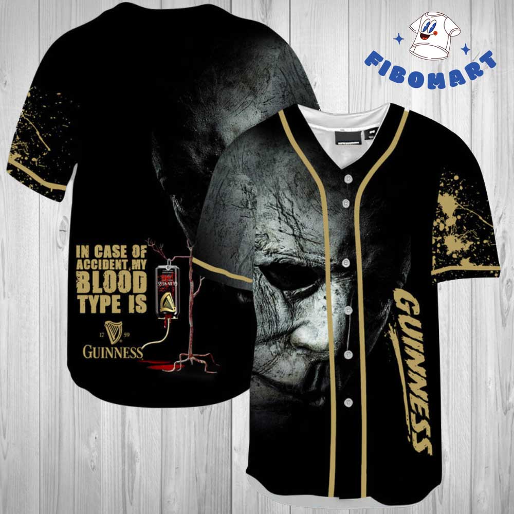 Unmasked Michael Myers Guinness Beer Baseball Jersey