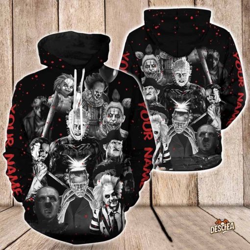 Friends Chucky Michael Myers Jason Pennywise Hannibal Lecter Halloween 3D Hoodie