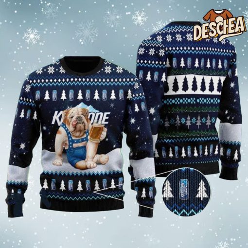 Keystone Light Bulldog Drink Beer Ugly Christmas Sweater