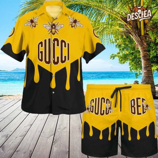 Gucci Bee Yellow Black Hawaii Set For Men