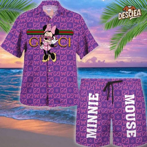 Gucci Minnie Mouse Disney Purple Hawaii Set For Men