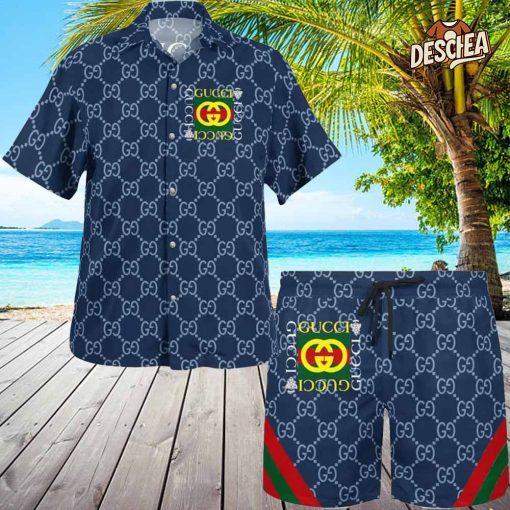 Gucci Navy Premium Hawaii Set For Men