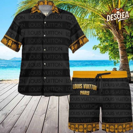 Louis Vuitton Grey Black Yellow Hawaii Set for Men