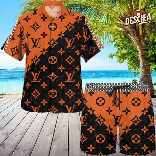 Louis Vuitton Orange Black Hawaii Set for Men