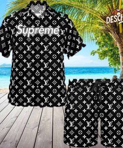 Louis Vuitton Supreme White Logo Black Hawaii Set For Men