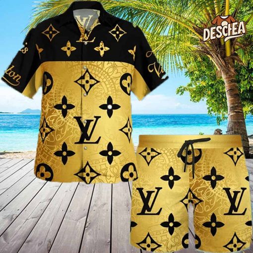 Louis Vuitton Yellow Black Pattern Hawaii Set For Men