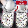 Deschea  Custom Name Snoopy White Clogs Shoes