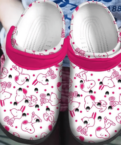 Deschea  Pink White Snoopy Pattern Clogs Shoes