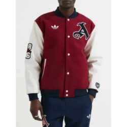 Arsenal Red and White Varsity Jacket 2