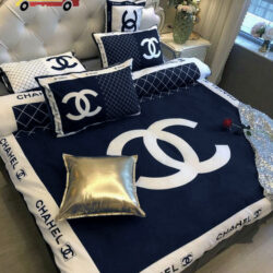 Luxury Cn Chanel Type 90 Luxury Brand S Bedding Sets Navy Duvet Blankets Sheets Covers Bed Linen Bedroom Idea Home Decor