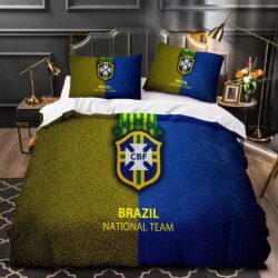 CBF Brazil France Football Team Bedding Sets – Duvet Cover, Flatsheet, Pillowcases Perfect Gift For Fans