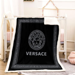 Black and gray Versace blanket
