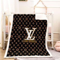 White and dark brown louis Vuitton blanket