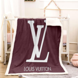 white and purple louis Vuitton blanket