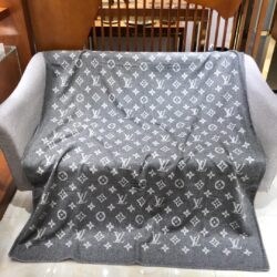 White gray Louis Vuitton blanket