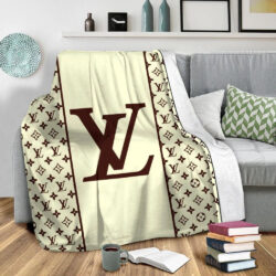 Yellow Brown Logo Louis Vuitton blanket