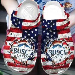 Busch Latte Logo Smash American Flag Crocs