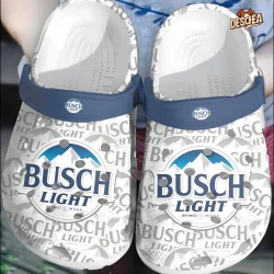 Busch Light Logo Grey Pattern Crocs